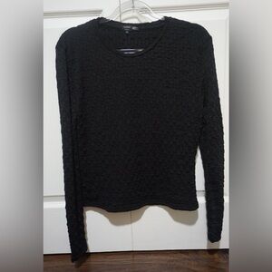 Elegant Black Textured Long Sleeve Top